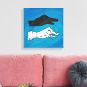 Shadow Duck op Blue Canvas Afdruk (Insitu (Woonkamer))