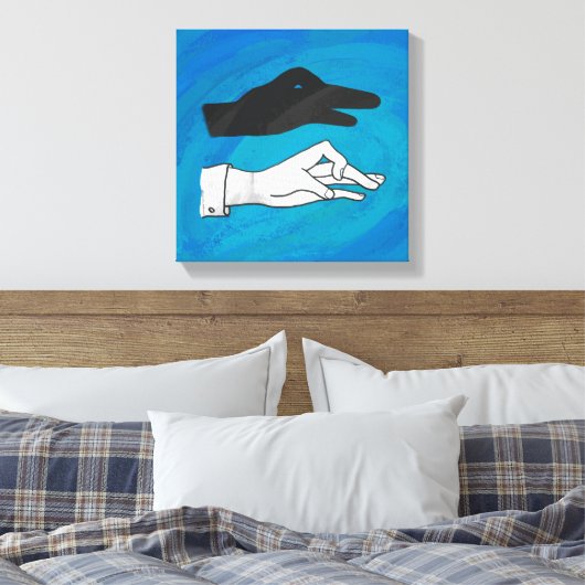 Shadow Duck op Blue Canvas Afdruk (Insitu (Slaapkamer))