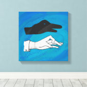 Shadow Duck op Blue Canvas Afdruk (Insitu (Houten vloer))