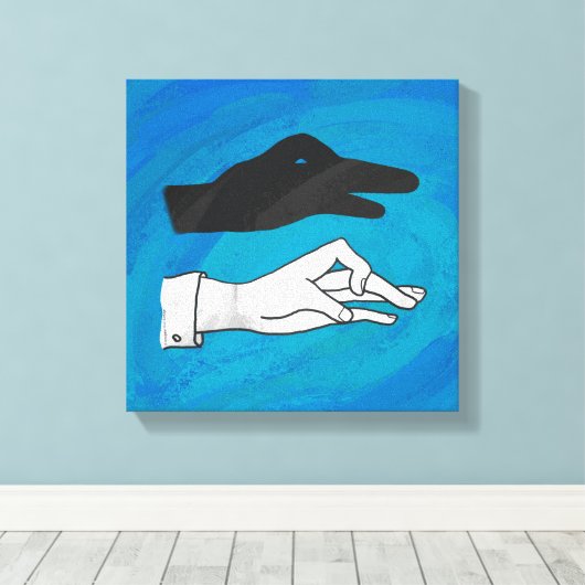 Shadow Duck op Blue Canvas Afdruk (Insitu (Houten vloer))