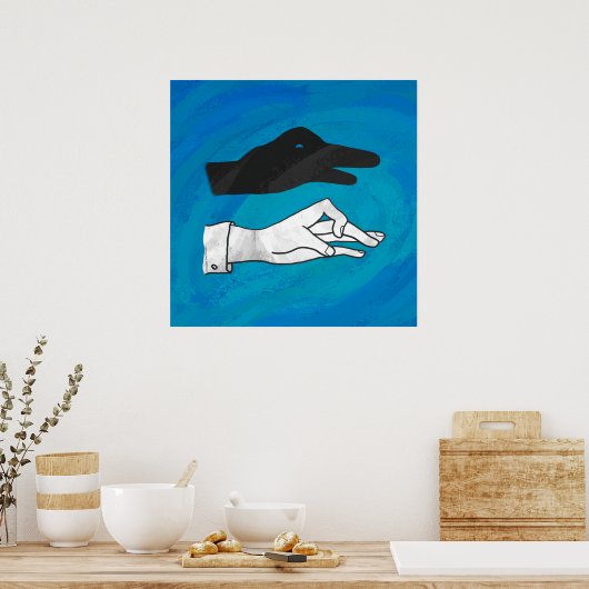 Shadow Duck op Blue Poster (Keuken)