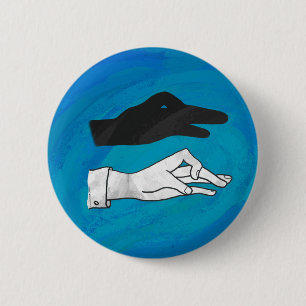 Shadow Duck op Blue Ronde Button 5,7 Cm