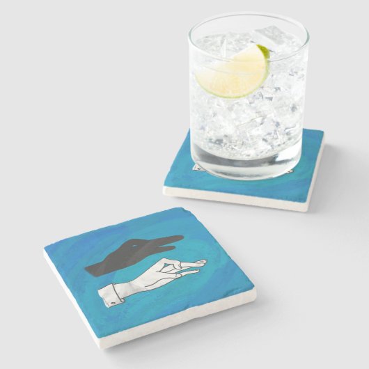 Shadow Duck op Blue Stenen Onderzetter (Zijkant)