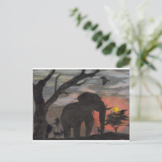 Shadow Elephant Briefkaart (Staand voorkant)