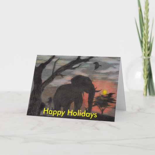 Shadow Elephant Christmas Kaart (Voorkant)