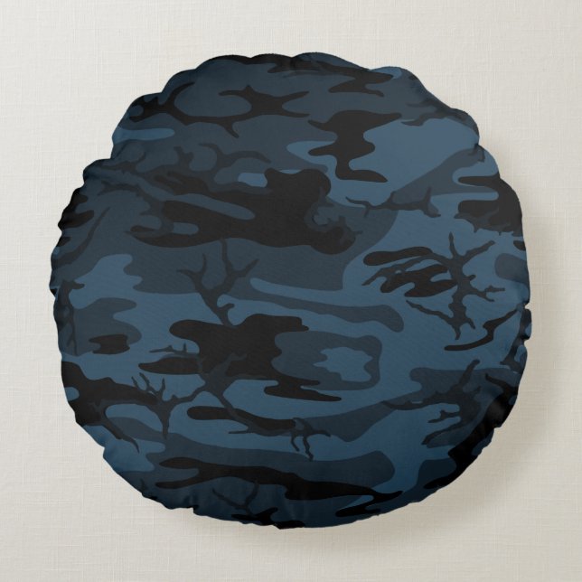 Shadow Gray Camo Rond Kussen (Voorkant)