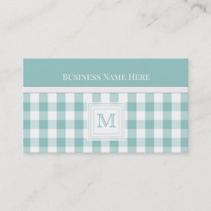 Shadow Green Gingham: Monogram Visitekaartje
