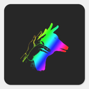Shadow Hand Puppet Illustratie Vierkante Sticker