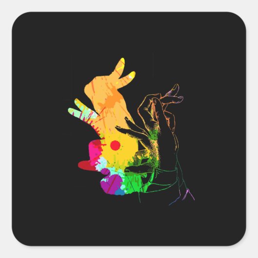 Shadow Hand Puppet Illustratie Vierkante Sticker (Voorkant)