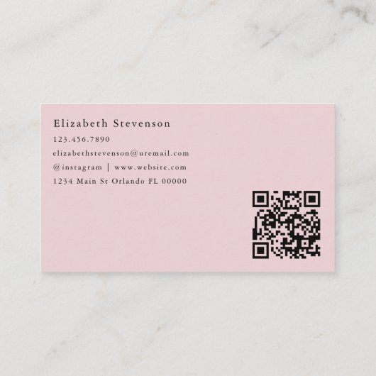 Shadow Monogram QR Code Blush Pink Girly Trendy Visitekaartje (Achterkant)
