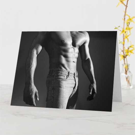 Shadow Muscles Hot Guy Groetjes Kaart (Gele Bloem)