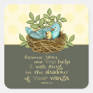 Shadow of His Wings Square Stickers