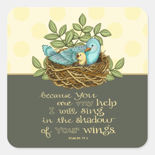 Shadow of His Wings Square Stickers (Voorkant)