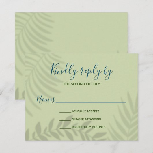 Shadow Palm Sage RSVP Kaartje (Voorkant / Achterkant)