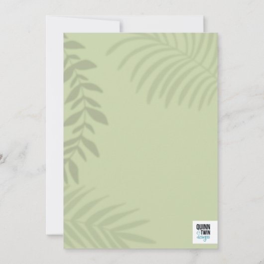 Shadow Palm Sage Wedding Invitation Kaart (Achterkant)