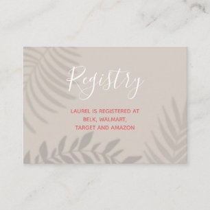 Shadow Palm Tan en Coral Shower Informatiekaartje