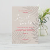 Shadow Palm Tan en Coral Shower Invitation Kaart (Staand voorkant)