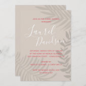 Shadow Palm Tan en Coral Shower Invitation Kaart (Voorkant / Achterkant)