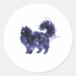 Shadow Persian – Glowing Silhouette Halloween Cat Ronde Sticker
