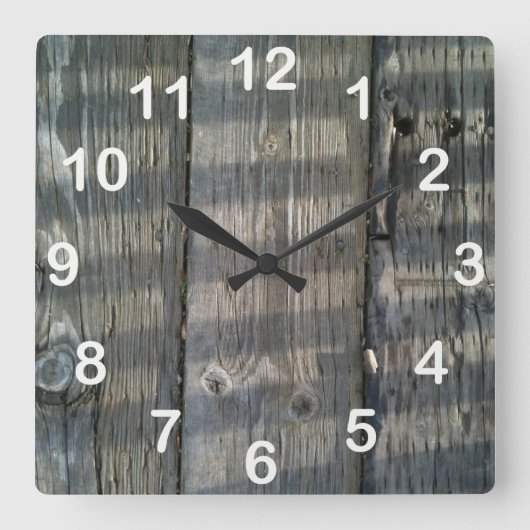 Shadow Planks Wood Deck Knotty_with numbers Vierkante Klok (Voorkant)
