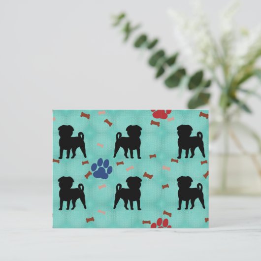 Shadow Pug Briefkaart (Staand voorkant)