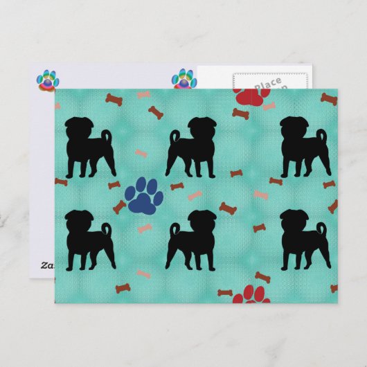 Shadow Pug Briefkaart (Voorkant / Achterkant)