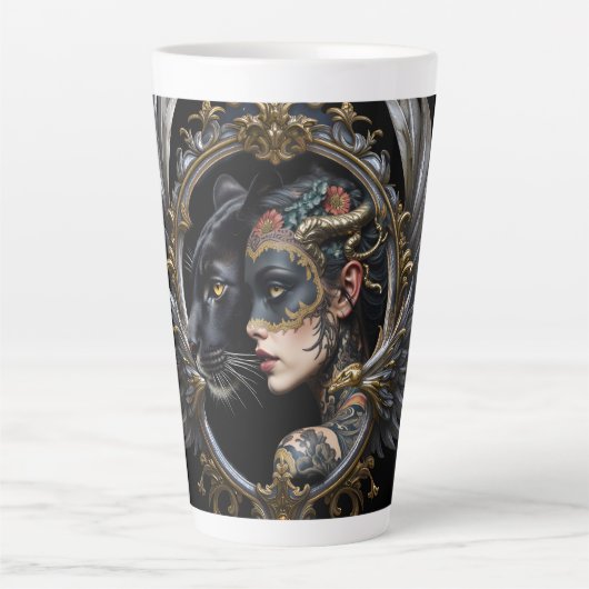 Shadow Queen – Panter Spirit Embleem. Latte Mok (Voorkant)