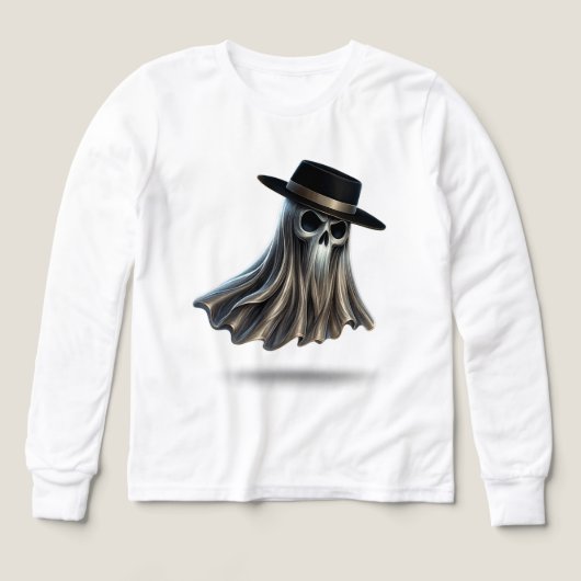 Shadow Reaper – Lange mouw Ghost Fedora T-shirt (Voorkant)