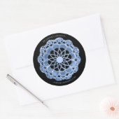 Shadow Roos Mandala Sticker - Blauw op Zwart (Envelop)