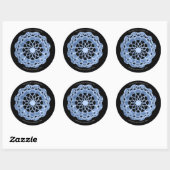 Shadow Roos Mandala Sticker - Blauw op Zwart (Vel)