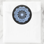 Shadow Roos Mandala Sticker - Blauw op Zwart (Tas)