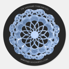 Shadow Roos Mandala Sticker - Blauw op Zwart