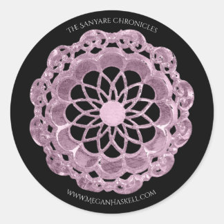Shadow Roos Mandala Sticker - Roze op Zwart