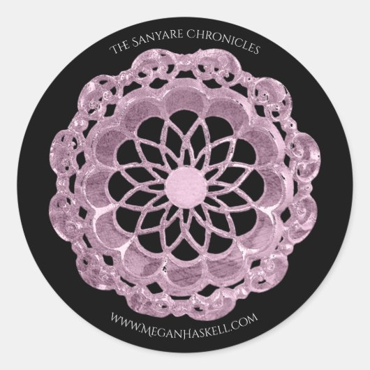 Shadow Roos Mandala Sticker - Roze op Zwart (Voorkant)