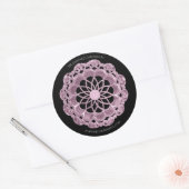 Shadow Roos Mandala Sticker - Roze op Zwart (Envelop)