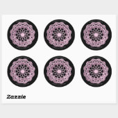 Shadow Roos Mandala Sticker - Roze op Zwart (Vel)