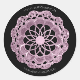 Shadow Roos Mandala Sticker - Roze op Zwart
