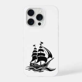 Shadow Sailing Ship – Vintage Ocean Illustration iPhone 15 Pro Case