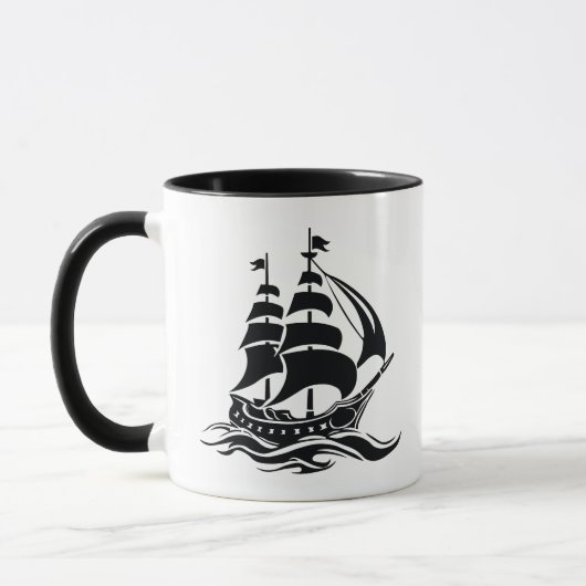 Shadow Sailing Ship – Vintage Ocean Illustration Mok (Links)