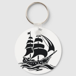 Shadow Sailing Ship – Vintage Ocean Illustration Sleutelhanger