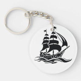 Shadow Sailing Ship – Vintage Ocean Illustration Sleutelhanger