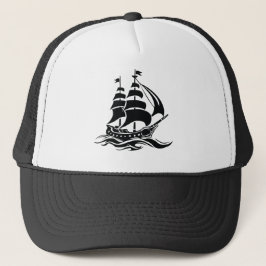 Shadow Sailing Ship – Vintage Ocean Illustration Trucker Pet