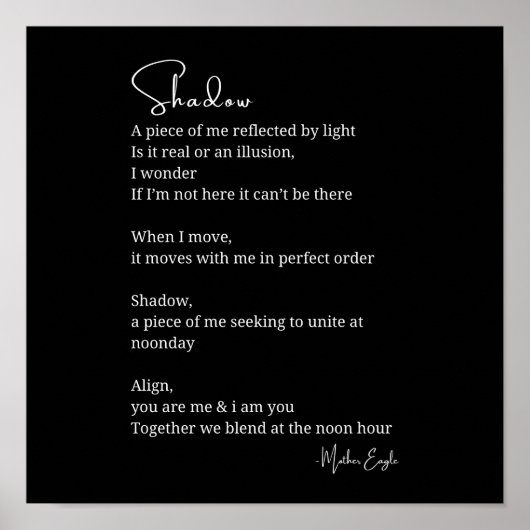 Shadow Self Love Aanmoediging Inspirerend gedicht Poster (Voorkant)