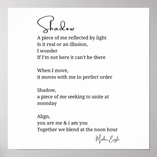 Shadow Self Love Aanmoediging Inspirerend gedicht Poster (Voorkant)