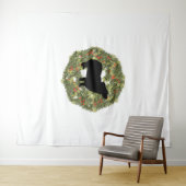 Shadow Silhouette Fluffy Tail Dog in een Krans Wandkleed (In Situ (horizontaal))