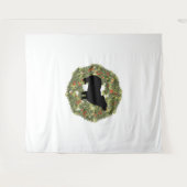 Shadow Silhouette Fluffy Tail Dog in een Krans Wandkleed (Voorkant (horizontaal))