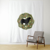 Shadow Silhouette Fluffy Tail Dog in een Krans Wandkleed (In situ)