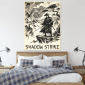 Shadow Strike Samurai Ink Art Canvas Print (Insitu (Slaapkamer))