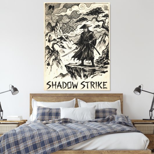 Shadow Strike Samurai Ink Art Canvas Print (Insitu (Slaapkamer))