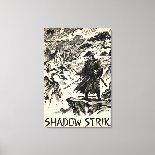 Shadow Strike Samurai Inkt Kunst Canvasprint Canvas Afdruk (Voorkant)